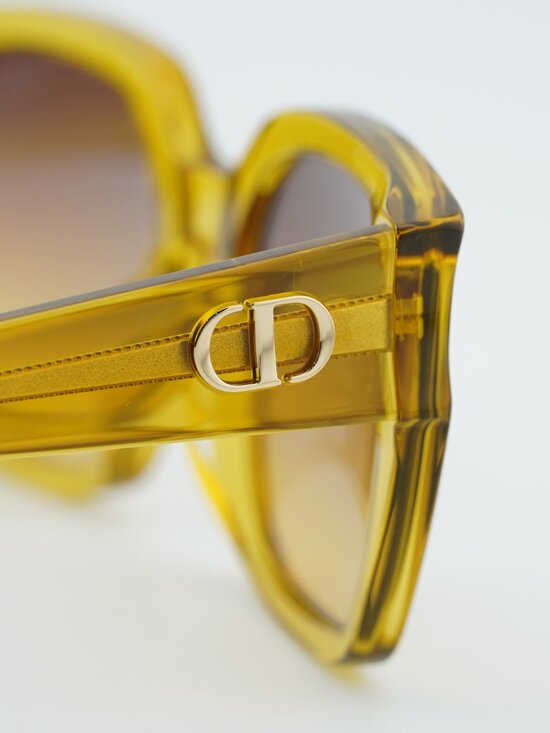 Dior DIORGLOW S1I 66D2 Sunglasses Yellow Square Frame, Brown Lenses main image 8